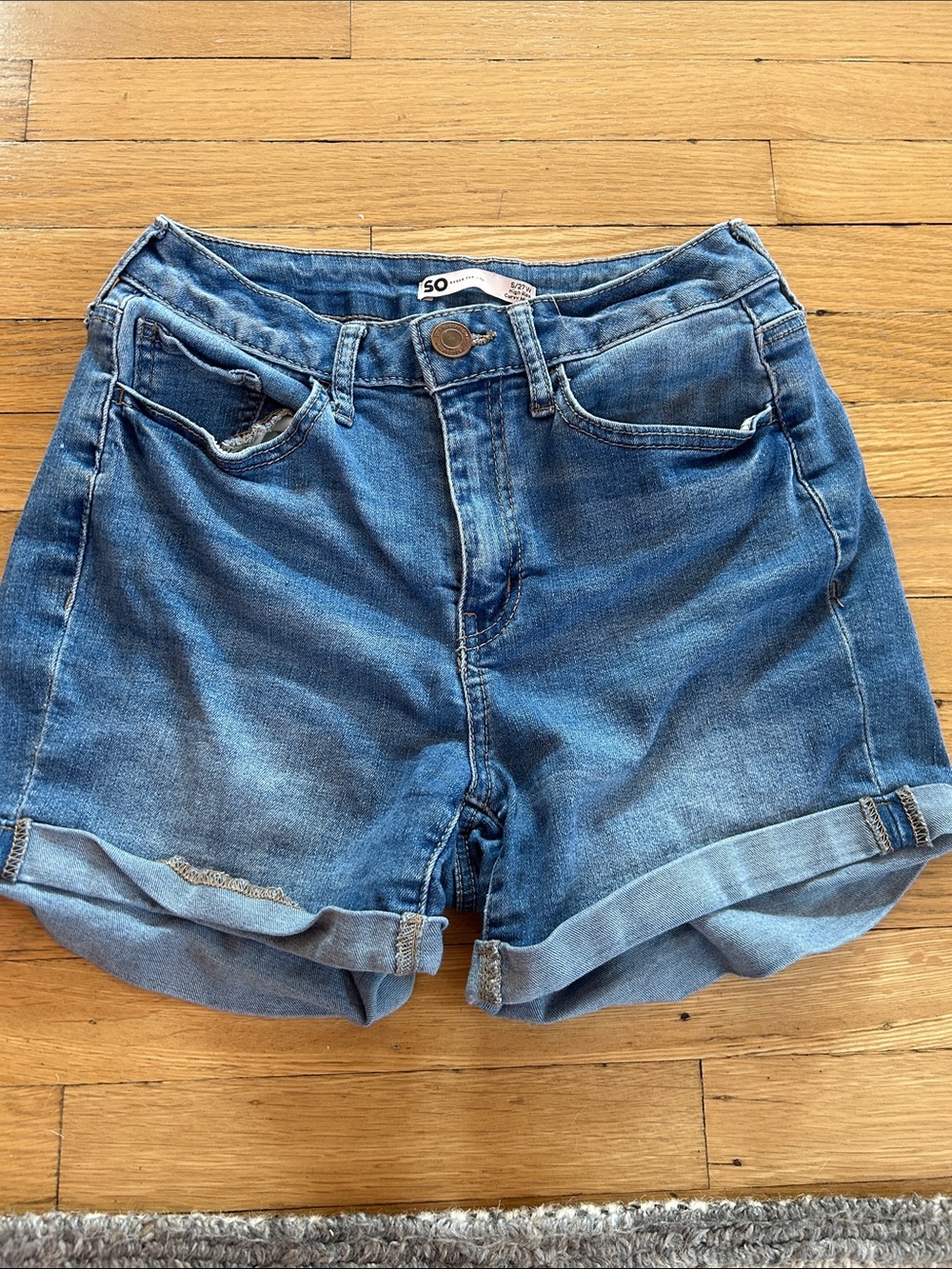 SO high rise curvy midi jean shorts